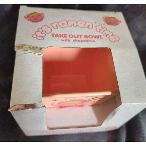 Pink Ramen Noodle‎ Bowl "It's Ramen Time" Take Out Style Bowl New - Picture 6 of 7